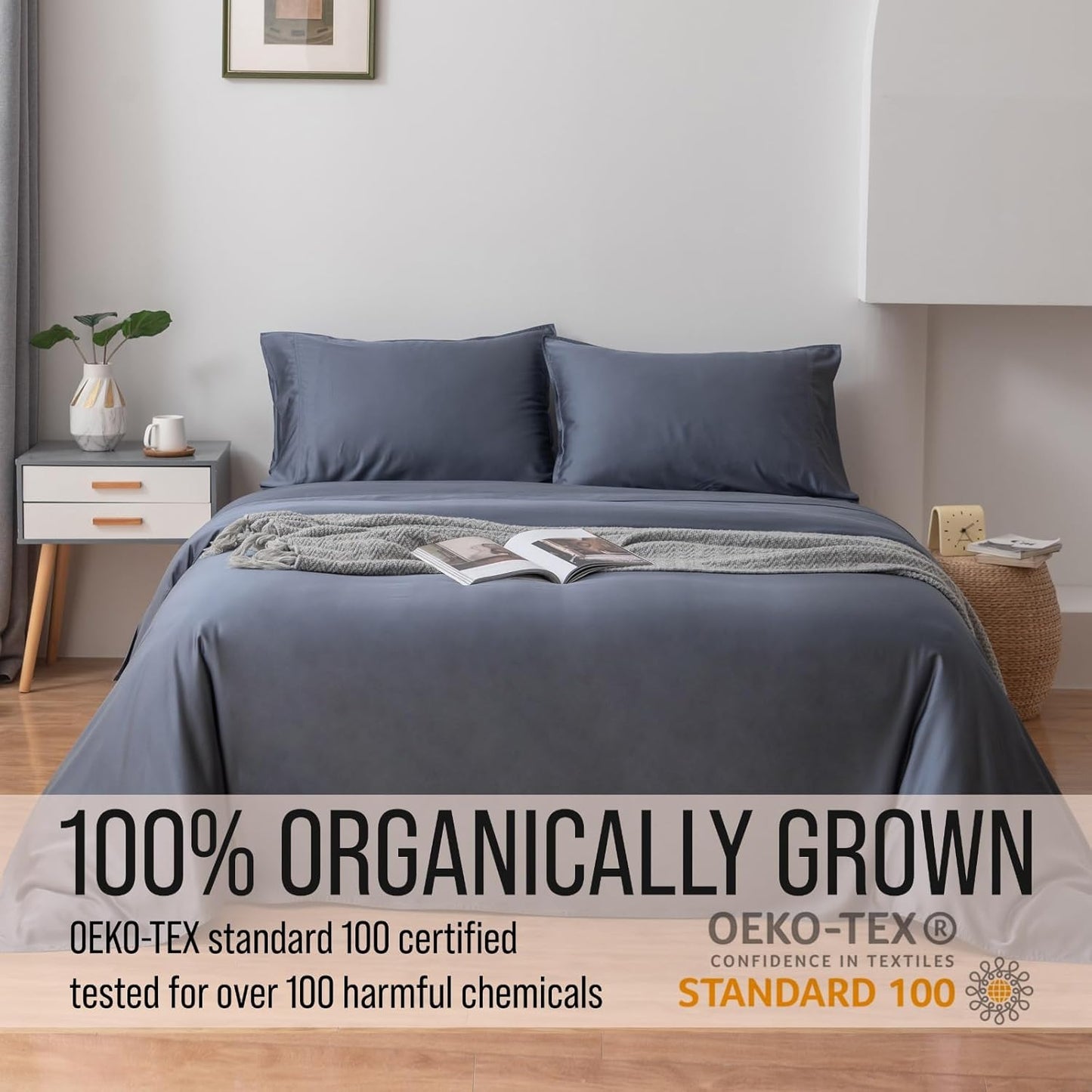 Bella Coterie Luxury Bamboo Viscose King Size Sheet Set | 100% Organically Grown | Ultra Soft | Cooling for Hot Sleepers | 18" Deep Pocket [Slate Blue]