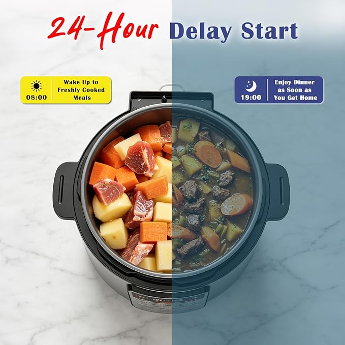 Fullwill 6QT Electric Pressure Cooker, 9-in-1 Multi-Use Programmable Pressure Cooker with Slow Cook, Rice Cook, Steamer, Sauté, Yogurt Maker, Food Warmer, Foodie Helper