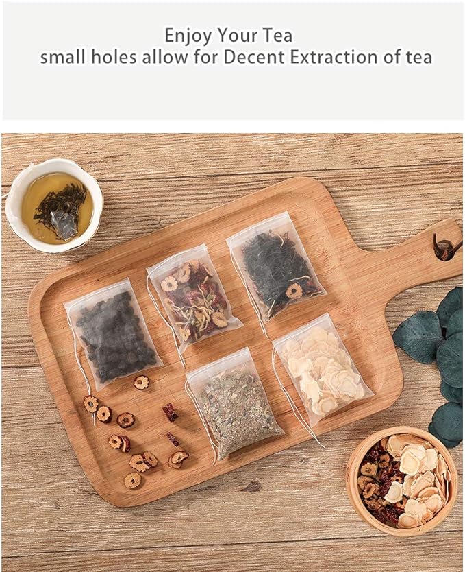 50 Pcs Tea Filter Bags Disposable Tea Bags for Loose Tea Herb Spice Empty Mesh Small Drawstring Seal Infuser Strainer Diy Bath Tea Bags Sachets (2.36x2.75inch)