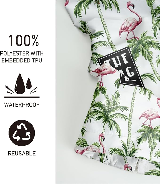 Plastic Bag Organizer, Reusable And Washable Country Style Plastic Cag Organizer,for Home Kitchen Travelling Camping Decor, use 1 Pack，Flamingo Palm Tree Pattern