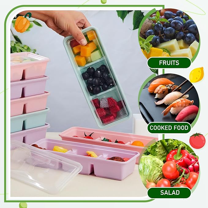 Hushee 25 Pack 17 oz Small Meal Prep Containers with 3 Compartments Snack Containers with Lid Disposable Plastic Bento Box Travel Lunch Food Boxes Stackable for Office Picnic (Purple,Pink,Mint Green)