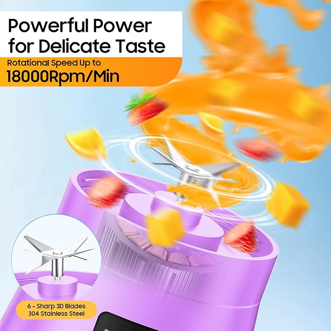 Cordless Personal Size Portable Blender - 380Ml Blender Smoothies and Shakes, BPA Free Traveling Juice Cup with Powerful Blending, Freshly Squeezed in Sports/Travel/Home, Mother's Day