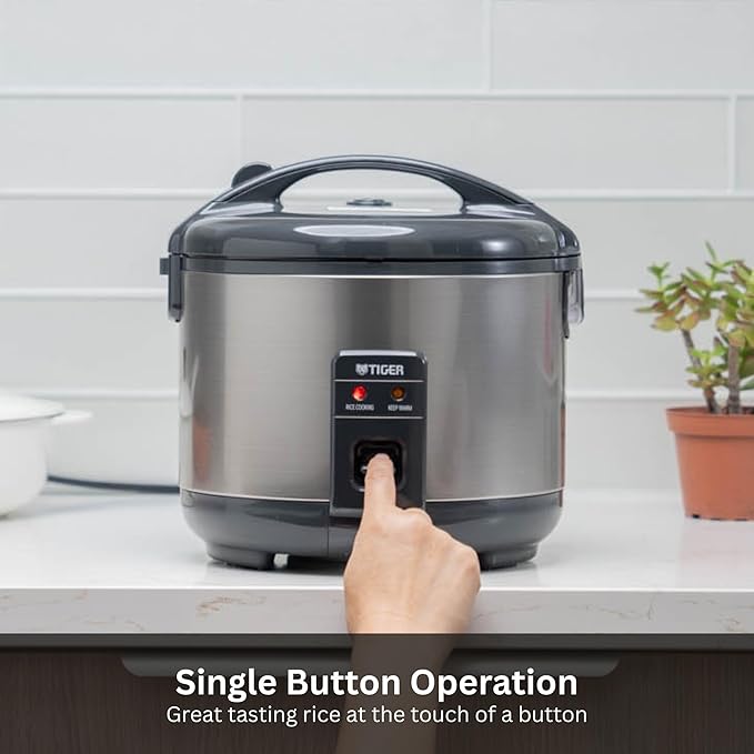 Tiger JNP-S15U-US 8 Cup Capacity White Rice Cooker with Non-Stick Inner Pot, Retractable Power Cord, and Keep Warm up to 12 hours (Urban Satin)