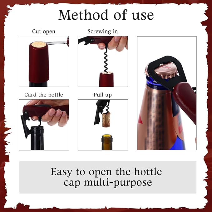 Hushee 24 Pcs Wine Opener Bulk with Foil Cutter Corkscrew Key 3 in 1 Red Bottle Opener Professional Stainless Steel Beer Corkscrew for Beverages Bartenders Summer Party (Black,Blue,Wine Red)