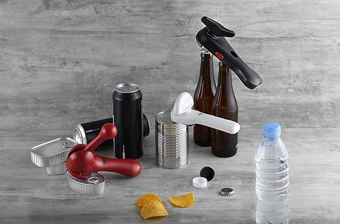 Kuhn Rikon Auto Safety LidLifter/Can Opener with Ring-Pull, 8 x 2.5 x 2.75 inches, Red