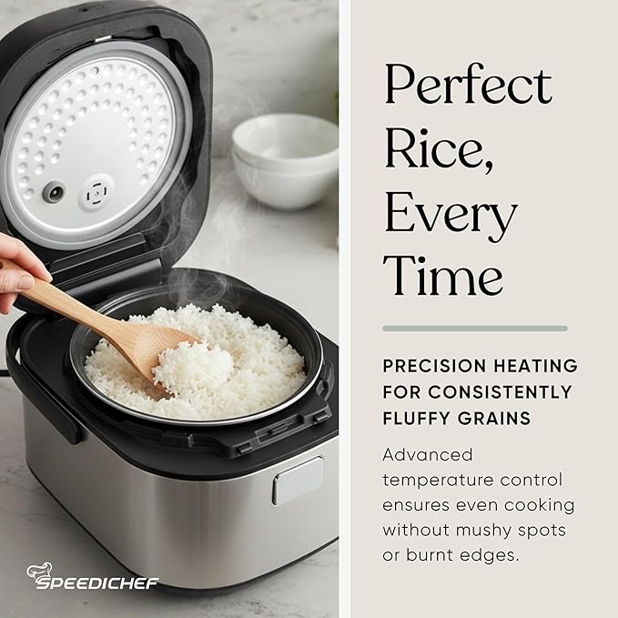 10-Cup Rice Cooker with Steamer Basket | Smart Rice Maker with Easy-to-Clean Nonstick Inner Pot | Delay Timer & Keep Warm Settings | Non-Toxic & BPA-Free | Ideal for Family Meals, Stainless Steel