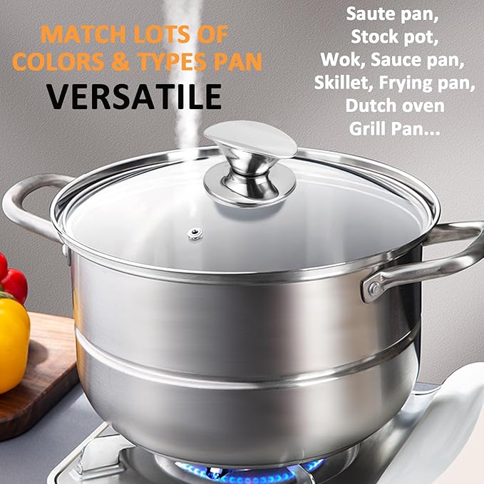 Tempered Glass Lid for Replacement, Clear Cover for Pans and Pots, 8, 9.5, 10.5, 11, 12, 12.5 Inch Lids for Cookware Cooking, Frying Pans, Skillets, Dutch Oven, Sauce Pan (11 In)