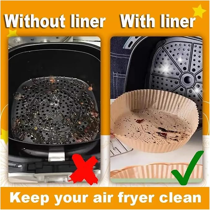 Large Air Fryer Disposable Paper Liners Nonstick 23cm Oven Airfryer Parchment Baking Paper ，Compatible For Ninja，Compatible For COSORI ，Grill Cooking Basket(16cm round,50PC)