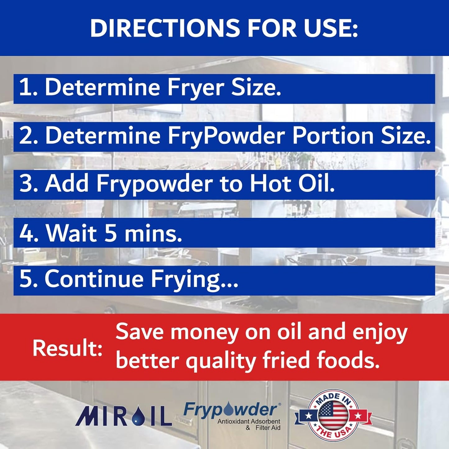 MirOil P46C Fry Powder Oil Stabilizer and Filter Aid, 46 x Size C Portion Pack(160ML Each) Fry Powder, Food Centers Cook Hotter, Deep Fryer Cooking Oil Saver Helps Save Grease & Remove Carbon Deposits