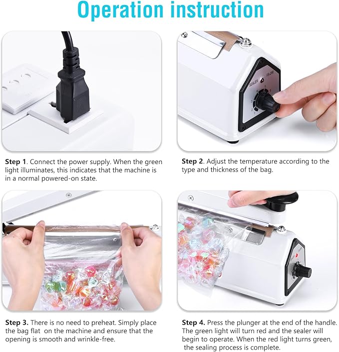 Metronic 16 inch Impulse Sealer, Manual Heat Sealer Machine for Plastic bags, Shrink Wrap Bags Sealer Heavy Duty Sealing Machine with Repair Kit, White