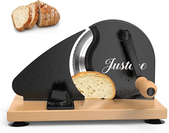 Manual Bread Slicer for Homemade Bread, Adjustable Thickness and Evenly Slicing, Sourdough Bread Slicer with Hand Crank, Clear Scale Line, Non-Slip Suction Base & Sharp Blade