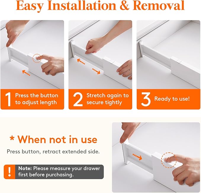 Lifewit 5 Pack 4" High Drawer Dividers 28-43.5cm/11-17" Adjustable Drawer Organizer for Clothes/Utensils, Expandable Drawer Separator in Dresser/Kitchen/Bedroom/Office Organization & Storage White