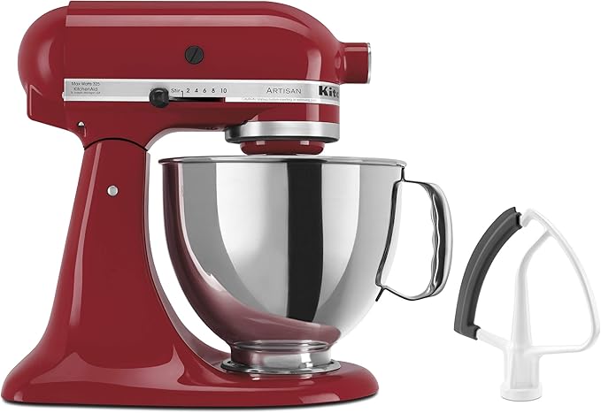 KitchenAid Value Bundle Artisan Series 5 Quart Tilt-Head Stand Mixer with Included Flex Edge Beater, KSM150FEER, Empire Red