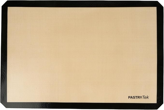 Restaurantware Baking Mat Pack of 1 Non-Stick 15.7"x23.6" Silicone Full Size Baking Mat, Rectangle Reusable Durable Oven-Friendly Anti-Slip Sheet for Kneading Rolling Shaping Dough, Tan and Black
