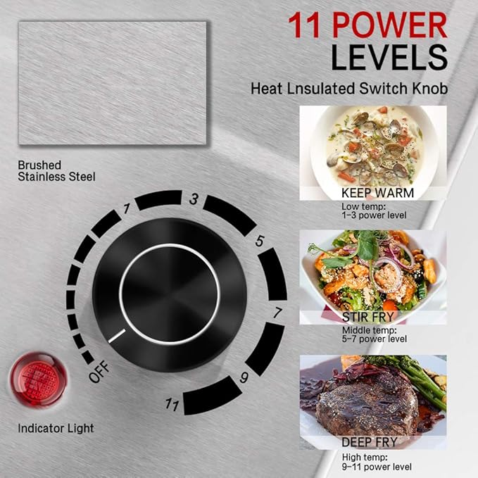 CUSIMAX Electric Hot Plates, 1500W Single Burner, Hot Plate for Cooking Electric Burner, Portable Countertop Burner, 7.4 "Stainless Steel Embedde Burner, For Home/Office/RV/Camp, Easy to Clean