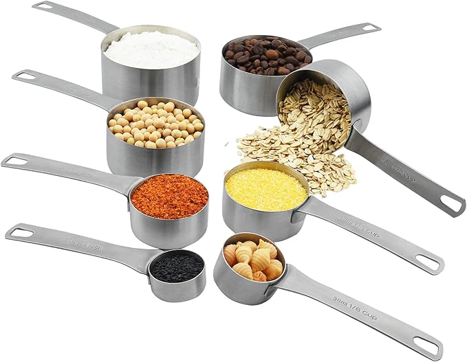 Measuring Cups and Spoons Set, 18/8 Stainless Steel Measuring Cups and Spoons Set with Leveler for Kitchen & Baking, Metric & US Measure Tools with 2/3 & 3/4 Cups
