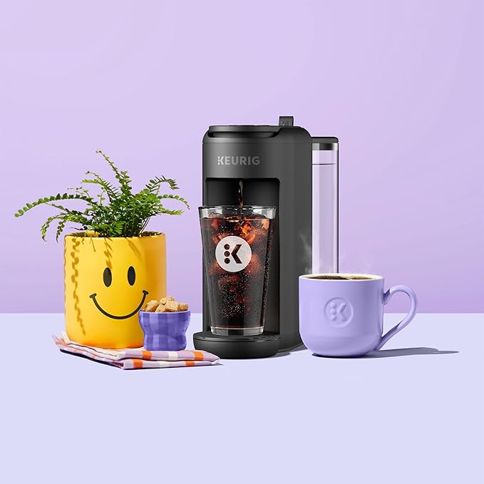 Keurig K-Mini Mate Plus Single-Serve K-Cup Pod Coffee Maker, Compact, 3 Cup Sizes, Brew Over Ice and Strong Button Features, 50 oz Removable Reservoir, Matte Black