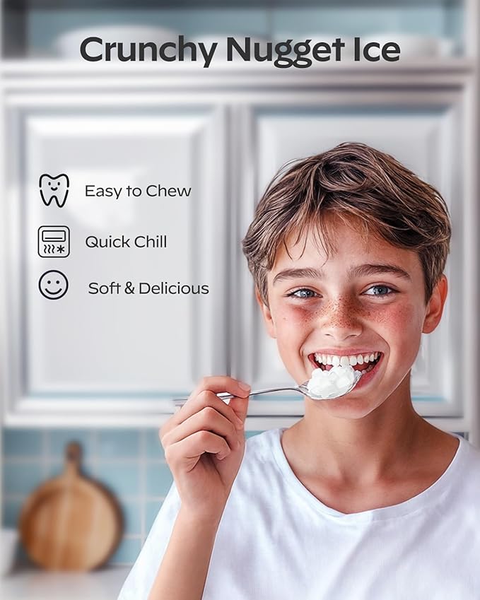 Totnz Nugget Ice Maker Countertop, Chewable Pellet Ice Machine with 33lbs Daily Produce, Pebble Ice Maker for Home Kitchen Office