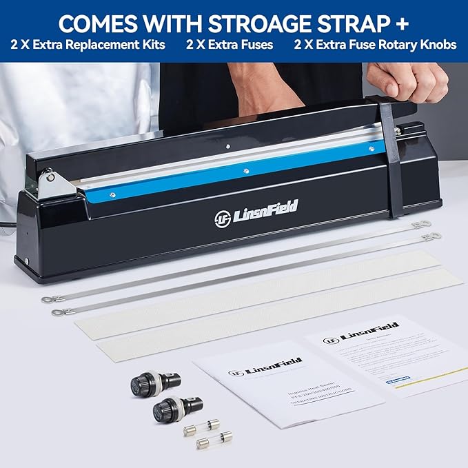 Sealer Pro, Patented 8-inch Impulse Heat Sealer, 2-mm Sealing Width Super Heavy Duty Bag Sealing Machine with Extra 2 Replacements, 1Fuse Included, Red