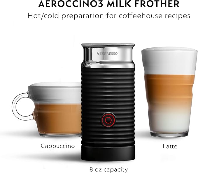 Nespresso Vertuo Coffee and Espresso Maker by Breville Aeroccino, Chrome