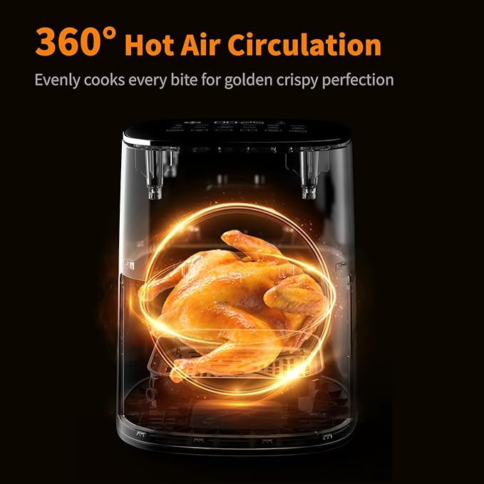 CARORI 6QT Air Fryer with Viewing Window, 12 Cooking Presets, 1700W Fast & Even Cooking, Max 400℉ Crisping, Bake, Roast, Reheat & Dehydrate, Large Nonstick Basket, Dishwasher Safe, Dark Blue