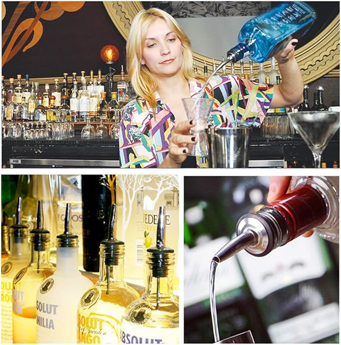 2PCS Stainless Steel Pourers, Speed Liquor Bottle Pourer, Olive Oil and Vinegar Tapered Stopper Spout, Suitable for About 3/4" Bottle Mouth, Olive Oil Spout with Sealed Dust Caps