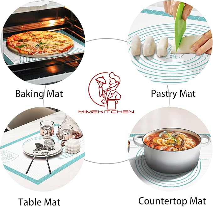 Non-Stick Silicone Pastry Mat, Silicone Baking Mat - Dough Mat for Rolling, Silicone Mat for Baking Cookies Macarons Bread, Extra Large 26 x 16 Inch