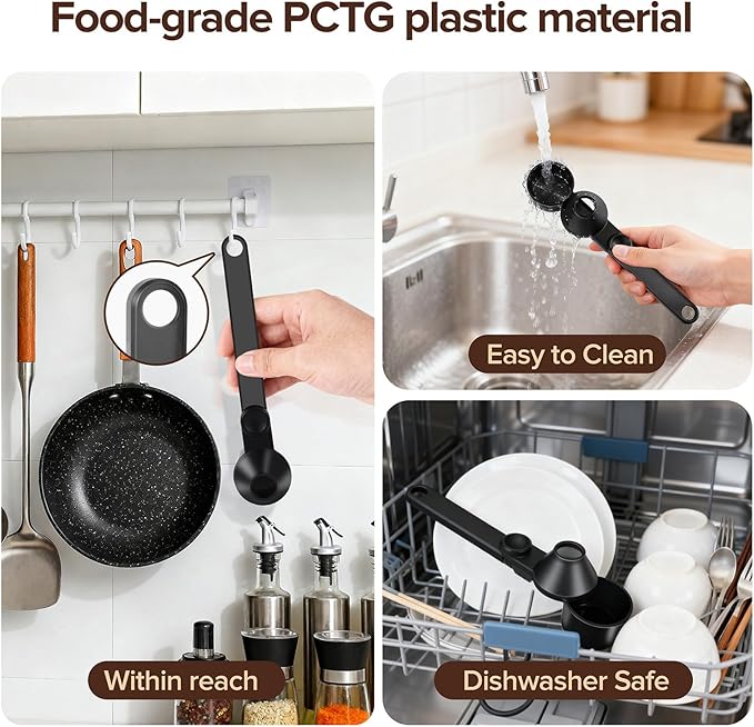 Coffee Scoop Fits Reusable K-Cups 2Tbsp, Food-Grade PCTG Funnel Scoop, Mess-Free & Precise Measuring for Coffee, Protein, Powder & Hot Cocoa (Black,1Pack)