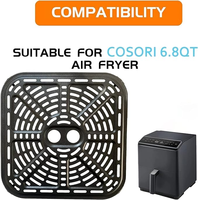 6.8QT Air Fryer Grill Pan for COSORI Dual Blaze 6.8QT Smart Air Fryer, Premium Air Fryer Grill Crisper Plate Rack Insert Grate Shelf for COSORI 6.8QT Air Fryers, Nonstick, Dishwasher Safe