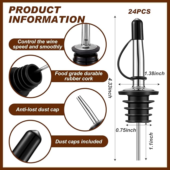 Mifoci 5 Tier Multifunctional Acacia Wood Bar Glass Rimmer Bartender Tool with 12 Pcs Stainless Steel Classic Bottle Pourer Bar Caddy with 6 Compartment 1000 Pcs Coffee Cocktail Stirrers 200 Napkins