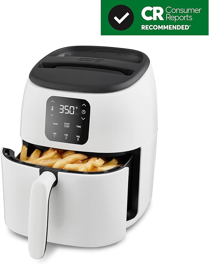 Dash Digital Tasti-Crisp™ Air Fryer - Compact Electric Digital Fryer With Auto Shut-Off Feature - Ideal for Small Spaces - AirCrisp® Technology - 2.6 Quarts - White