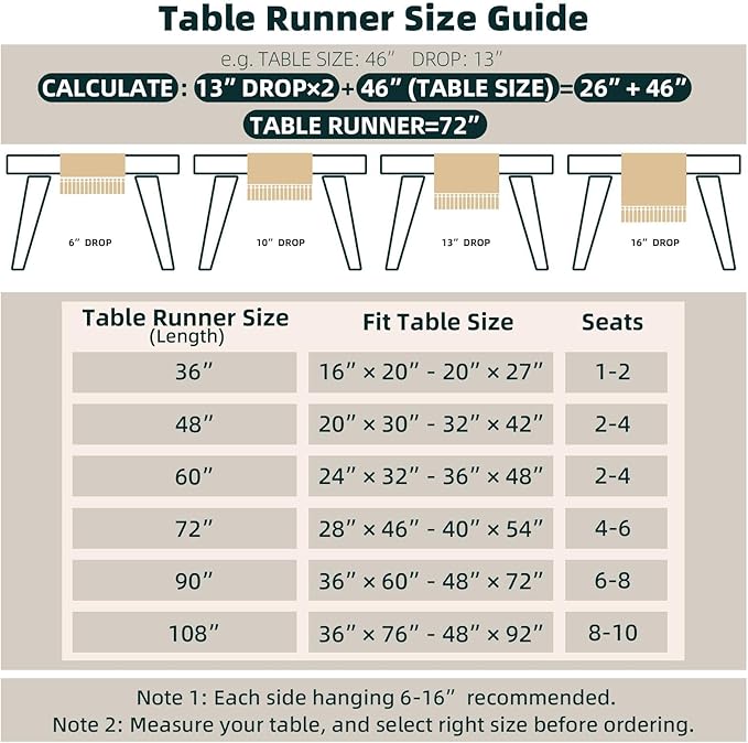 FEXIA Boho Table Runner with Tassels 60 Inches Long Christmas Thanksgiving Farmhouse Rustic Cream & Brown Macrame Table Runner for Home Dining Bedroom Bridal Shower Decor(12x60 Inches)