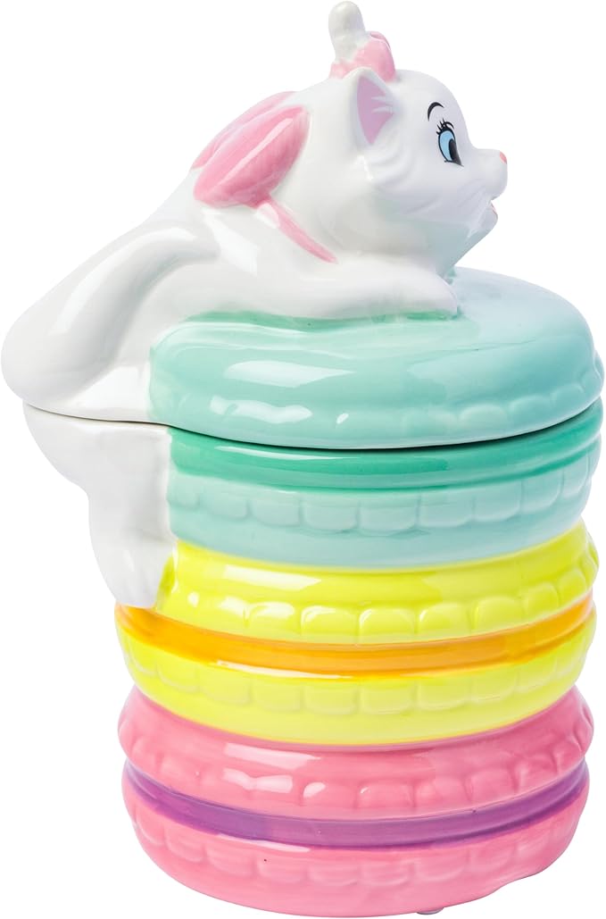 Silver Buffalo Disney The Aristocats Small Sculpted Ceramic Snack Jar Featuring Marie, 4” x 4.85” x 7.3”