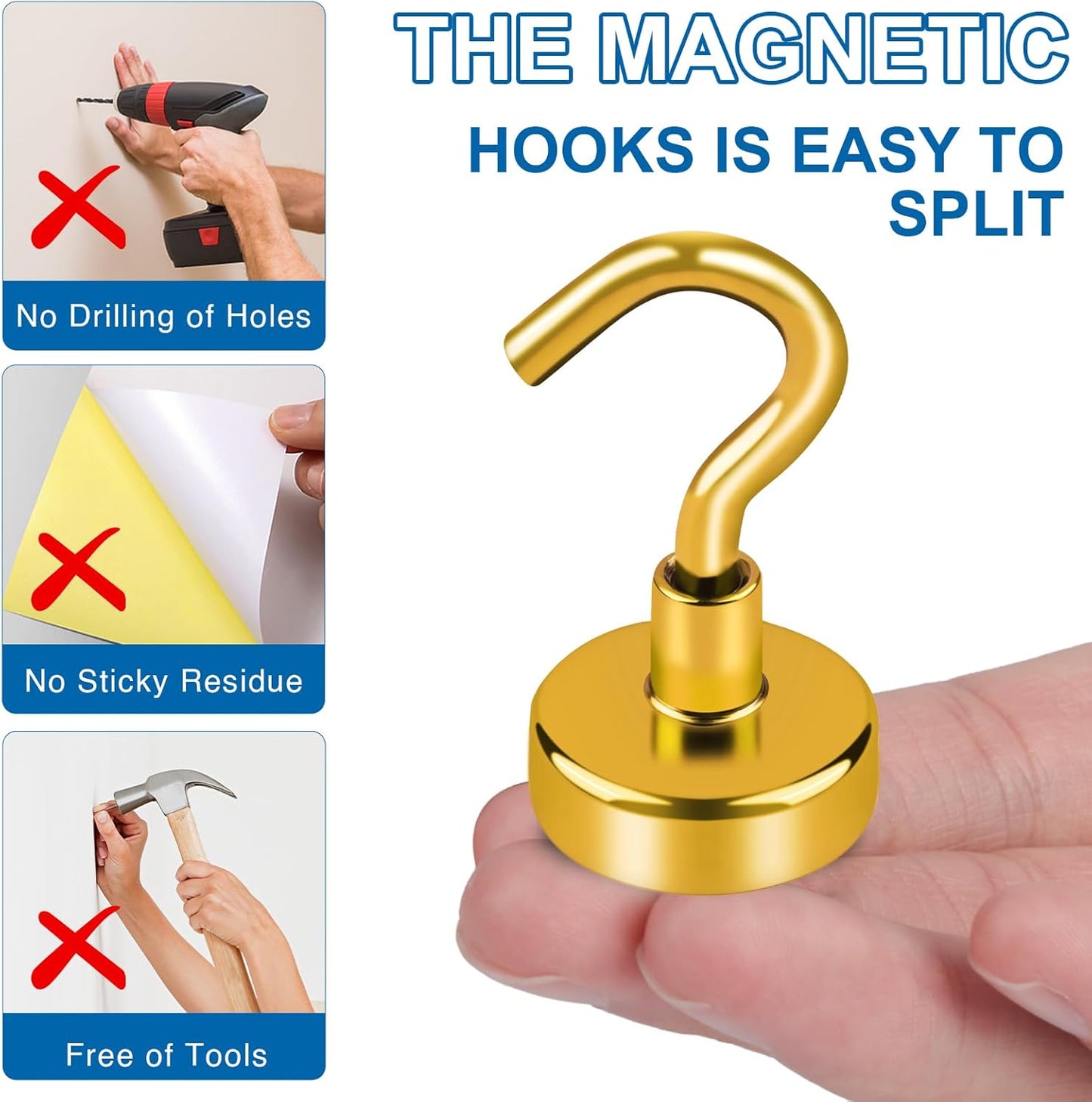 LOVIMAG Cruise Ship Essentials - 150Lbs Heavy Duty Yellow Magnetic Hooks for Cruise Cabins - Strong Hanging Hooks - 12 Pack