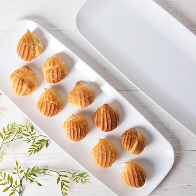 Rectangle White Serving Tray (2-Pack) - 17.5" Disposable Serving Platter for Appetizer, Fruits & Serving Dishes | Perfect Plastic Tray for Party Serveware