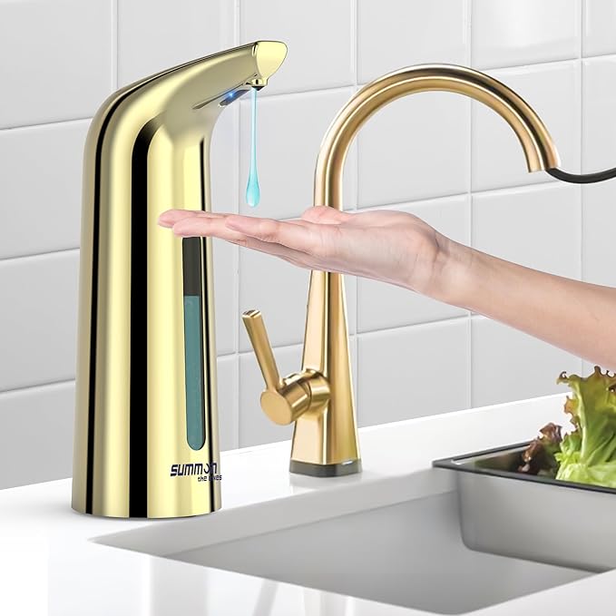 Automatic Soap Dispenser Touchless,400ML Hand & Dish Countertop Electric Liquid Dispenser with Sensor,Modern 4 Gear Adjustable Waterproof Battery Operated Kitchen Auto Soap Pump