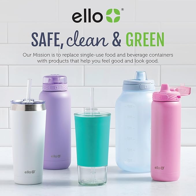 Ello Pop & Fill 40oz Stainless Steel Water Bottle with Quick Fill Technology, Double Walled and Vacuum Insulated Metal, Leak Proof Locking Lid, Sip and Chug, Reusable, BPA Free, Aurora
