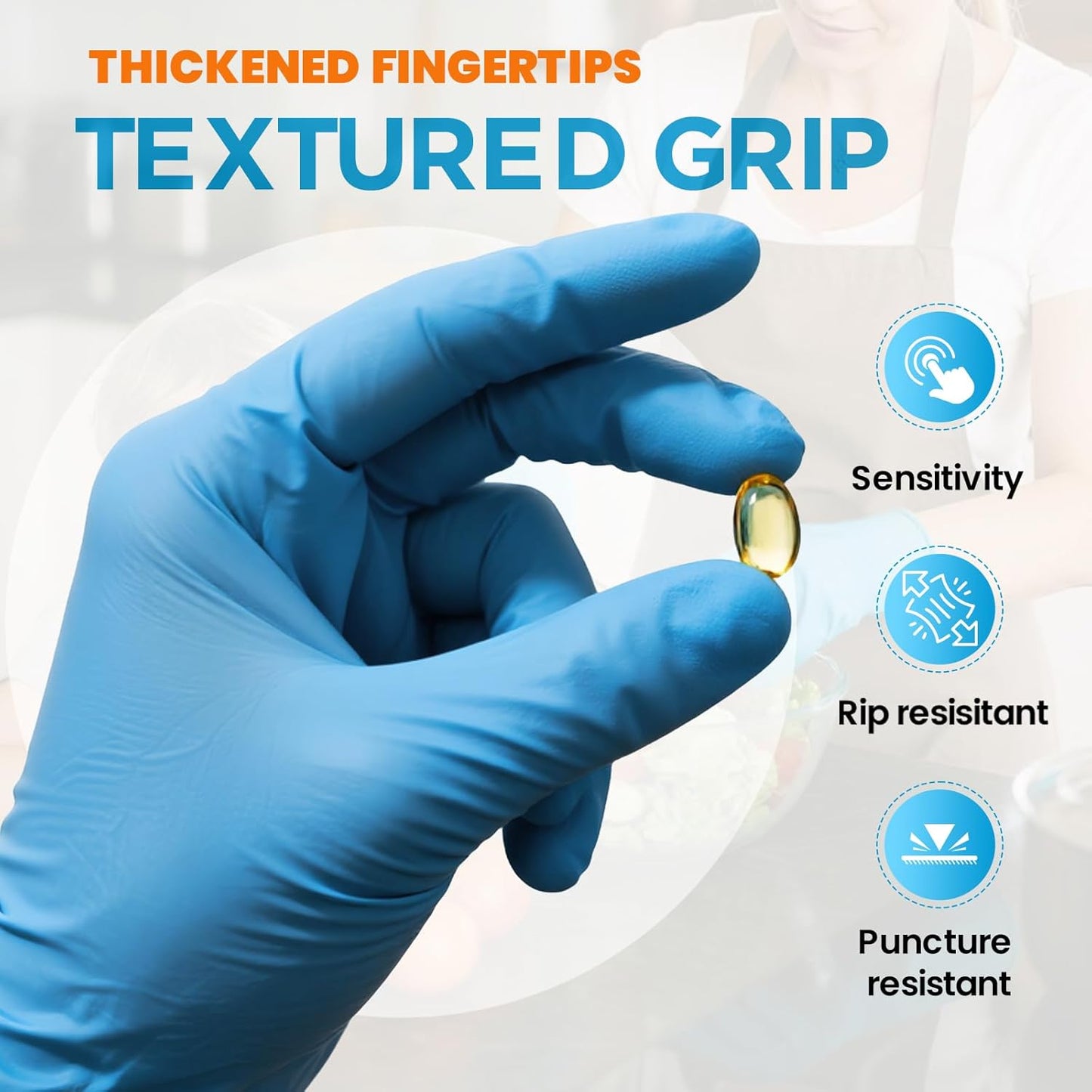 6 mil Disposable Nitrile Gloves, Heavy Duty Disposable Glove, Cooking Gloves, Latex Free, Powder Free (Blue of 100, Small)