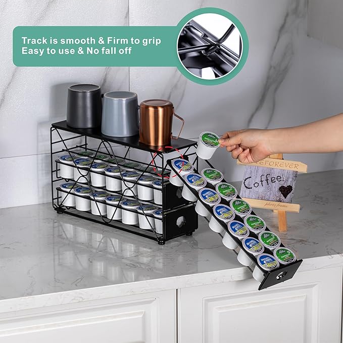 FlagShip K Cup Holder 3 Tier Coffee Pod Holder for K Cup Organizer Save Space Countertop Kitchen (42 Pods Capacity)
