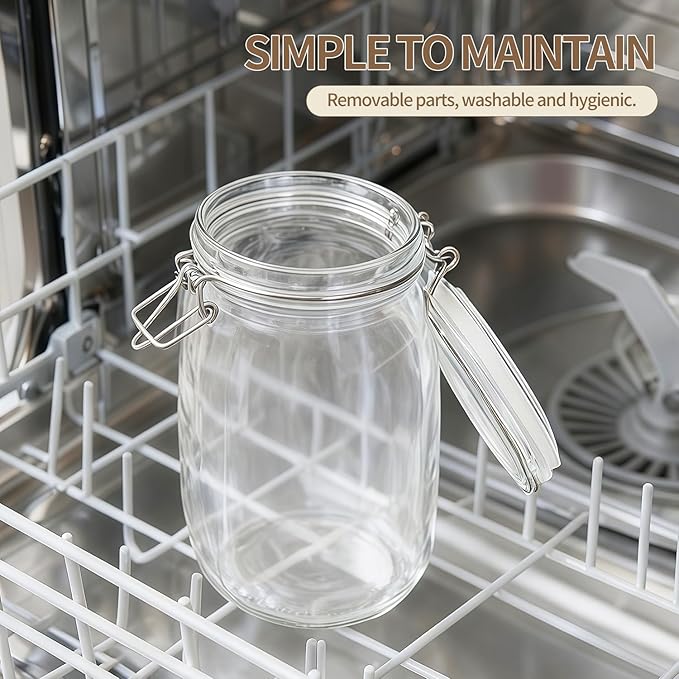 1 Gallon Glass Food Storage Jars with Airtight Lids, Set of 1 – Clear Preserving Seal Wire Clip Fastening Canisters for Kitchen Canning, Flour, Cereal, Pasta, Sugar, Beans, Pickling Jars (1gallon*1)