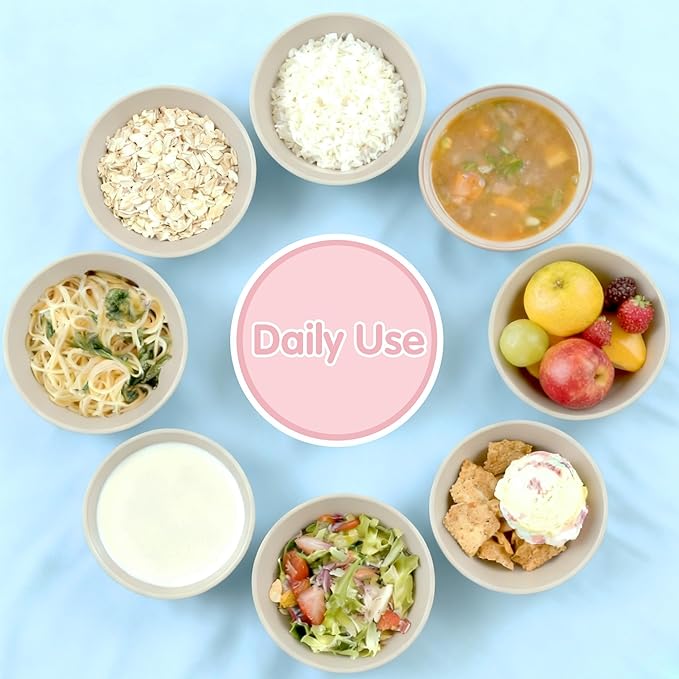 Quatish 10 PCS Unbreakable Cereal Bowls,Dishwasher & Microwave Safe Wheat Straw Bowls, Easy-to-Clean Lightweight Snack & Soup Bowl,Multi-Color Portable for Picnics Plastic Bowls Set, Black