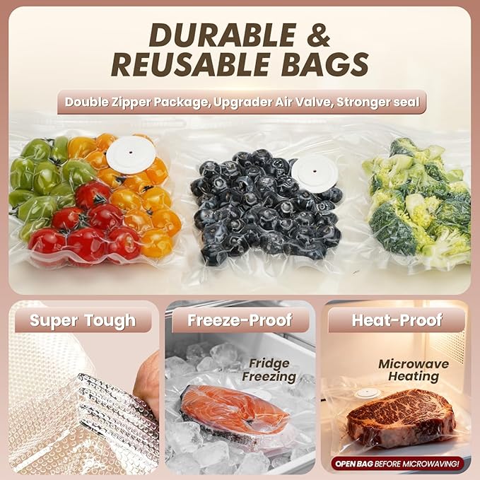 Preserve Compact Vacuum Sealer: Portable Vacuum Sealer Machine for Food Storage with 30 Reusable Vacuum Bags, Rechargeable Food Sealer Fresh Saver for Seal Meal Prep, Freezer, Storage, Sous Vide