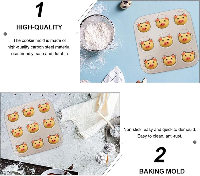 Cake Tin， Non-Stick Cake Mould, Baking Tools Baking Mold,Cake Mould,Baking Madeleine Mold Cake Pan Nonstick Small Baking Pan Pig Baking Mold Heavy Carbon Steel for Oven Baking Cookies Cake Chocolate P