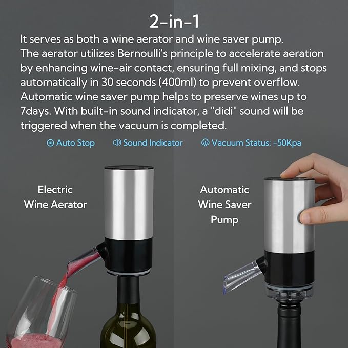 Electric Wine Aerator Dispenser and Wine Saver Pump