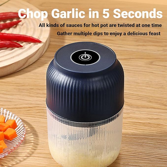 2026 New Electric Garlic Chopper, Mini Portable Veggie Chopper, Small Cordless Garlic Choppers Mincer, USB Rechargeable, 350ML Electric Mini Veggie Cutter for Onion, Garlic, Chili, Ginger (White*2)