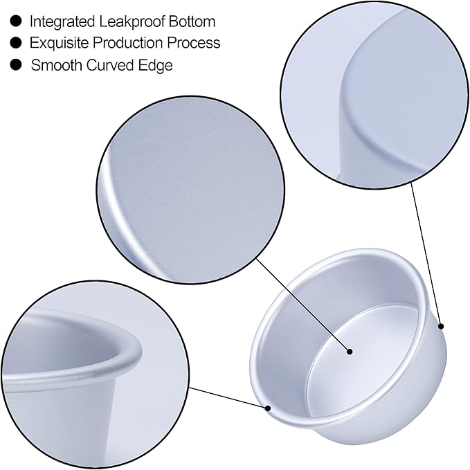 AWTBDP 4 Inch Cake Pan Set of 8, Anodized Aluminum Round Cake Pans with 100 Pcs Parchment Paper Tins Baking Pan for Cheese Cake, Pizza, Quiche, Non Toxic, Leakproof, Easy Pop Out