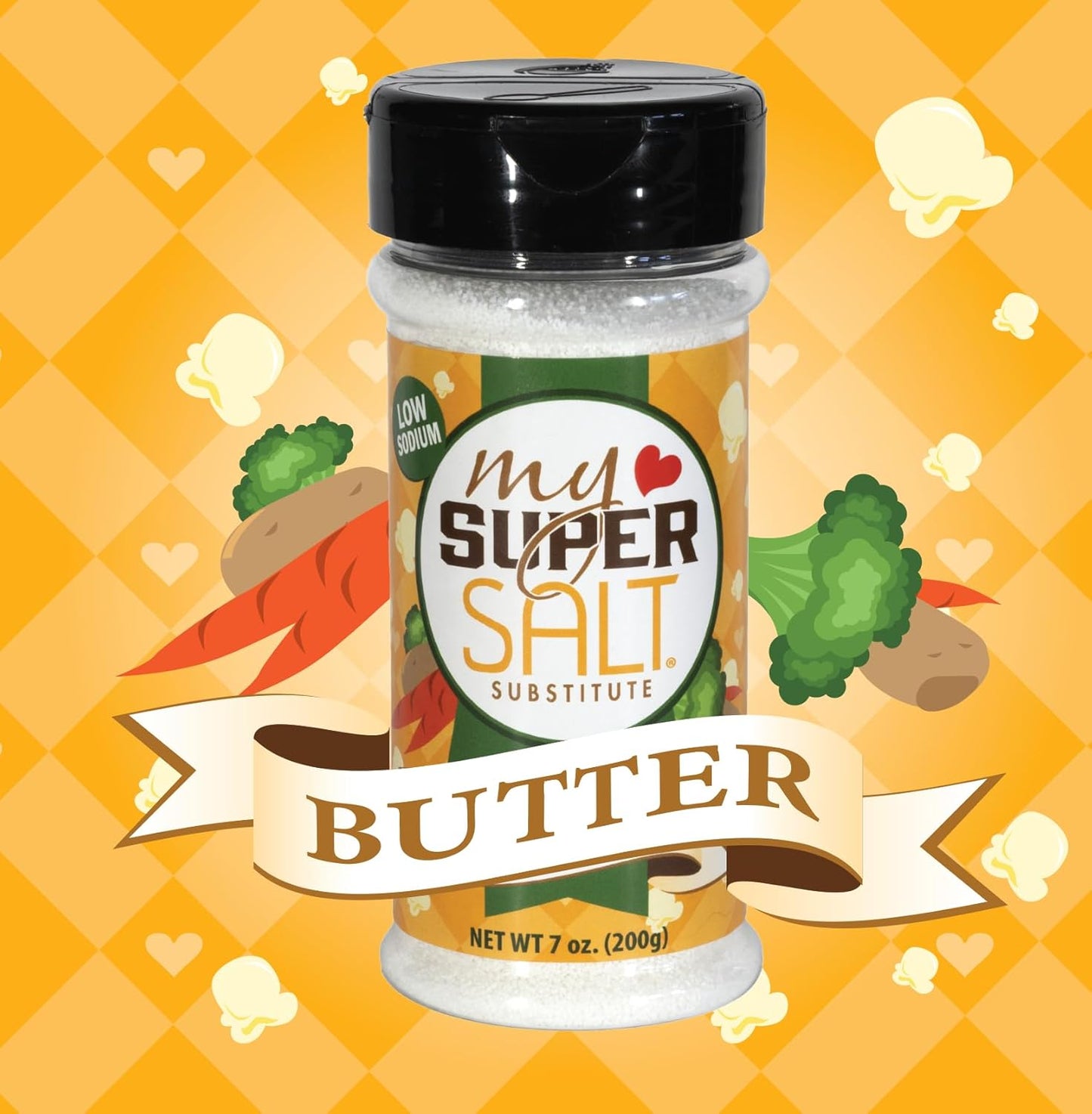 My SUPER SALT® Butter – Functional Butter-Flavored Salt Substitute - 85% Less Sodium - Smart Nutrition + Comfort Food Flavor - 7 oz