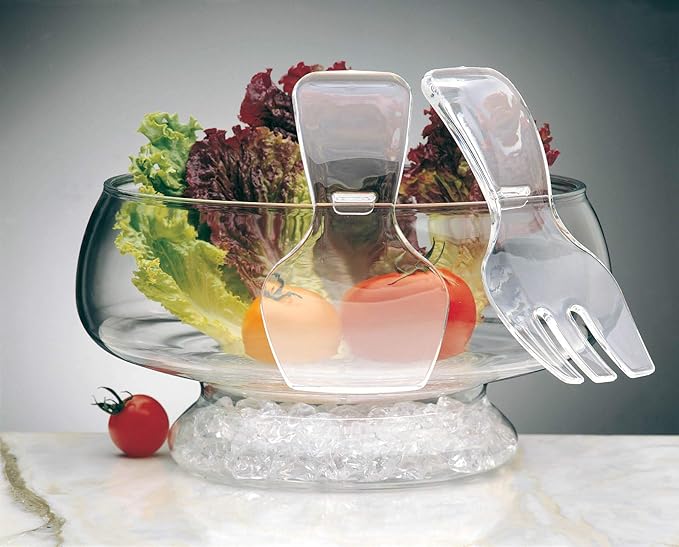 Prodyne AB-3-D Acrylic Salad Bowl & Servers, Clear