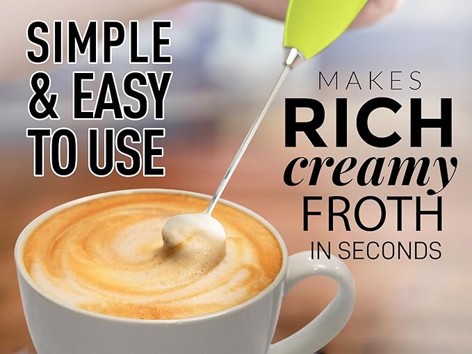 Zulay Kitchen Milk Frother Wand – High-Speed Handheld Frother with Upgraded Stand – Electric Foam Maker with Stainless Steel Whisk