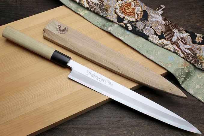 Yoshihiro Shiroko High Carbon Steel Kasumi Yanagi Magnolia Handle Sushi Sashimi Chef Knife (10.5'' (270mm))